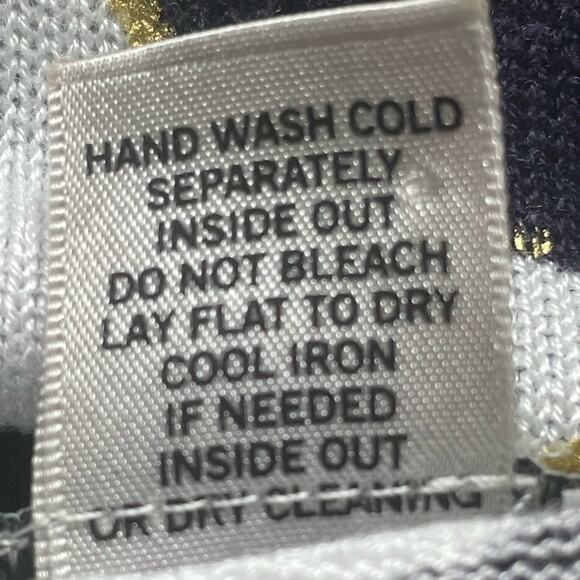 Cache Zebra Print Metallic Gold, Navy, & White Short Sleeve Sweater Small - Picture 9 of 13